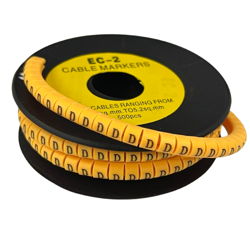 Grippes (D) Cable Marker 3.6mm to 5.2mm Color Yellow 1roll 500pcs) EC-2Y