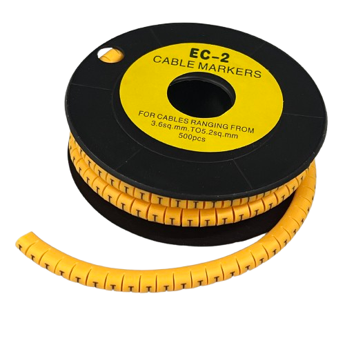 Grippes (I) Cable Marker 3.6mm to 5.2mm Color Yellow 1roll 500pcs) EC-2Y