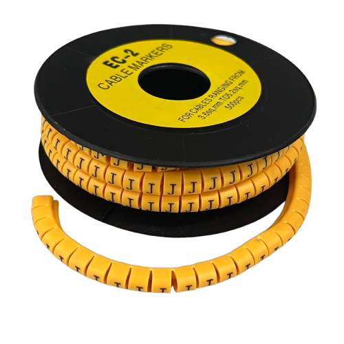 Grippes (J) Cable Marker 3.6mm to 5.2mm Color Yellow 1roll 500pcs) EC-2Y