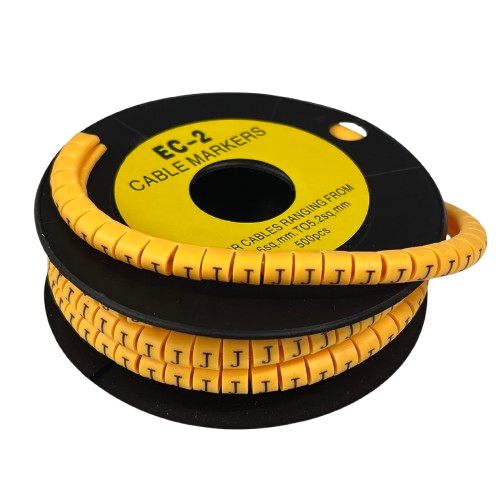 Grippes (J) Cable Marker 3.6mm to 5.2mm Color Yellow 1roll 500pcs) EC-2Y