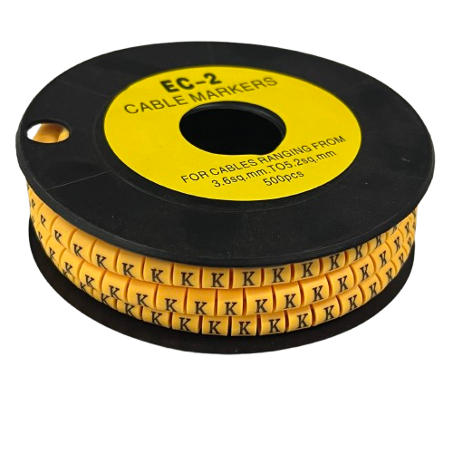 Grippes (K) Cable Marker 3.6mm to 5.2mm Color Yellow 1roll 500pcs) EC-2Y