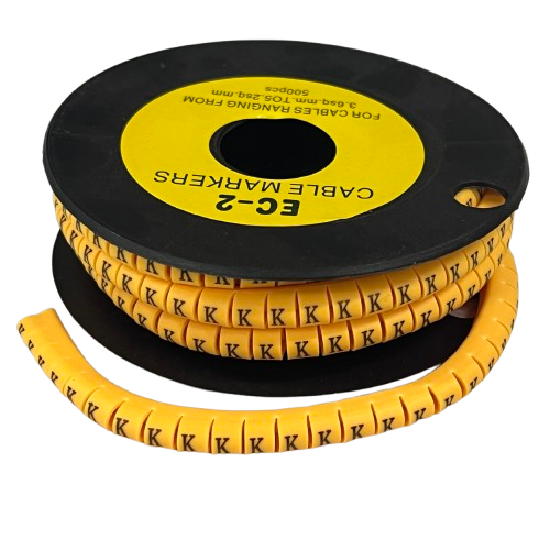 Grippes (K) Cable Marker 3.6mm to 5.2mm Color Yellow 1roll 500pcs) EC-2Y