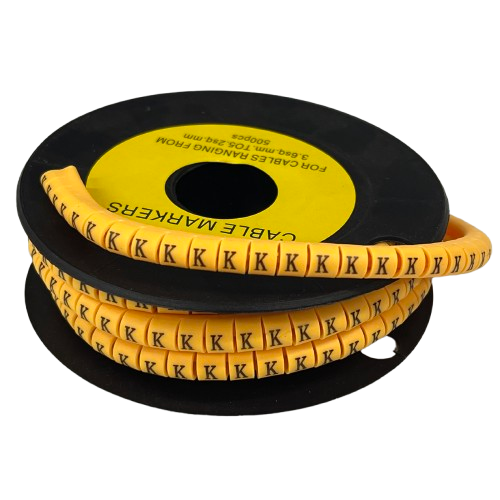 Grippes (K) Cable Marker 3.6mm to 5.2mm Color Yellow 1roll 500pcs) EC-2Y