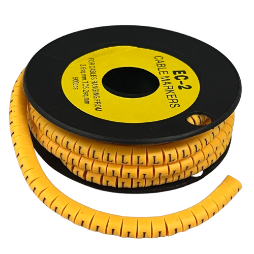 Grippes (L) Cable Marker 3.6mm to 5.2mm Color Yellow 1roll 500pcs) EC-2Y