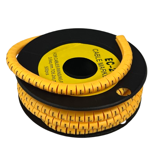 Grippes (L) Cable Marker 3.6mm to 5.2mm Color Yellow 1roll 500pcs) EC-2Y