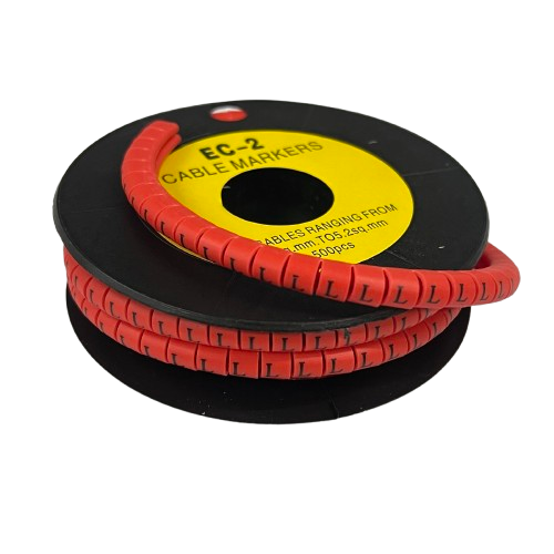 Grippes (L) Cable Marker 3.6mm to 5.2mm 500pcs per Roll Red