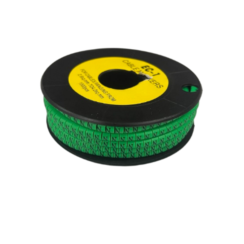 Cable (N) Marker EC-1 Green 2.6mm to 4.2mm 1000pcs 1 Roll EC-1G(N) Wire Tagging