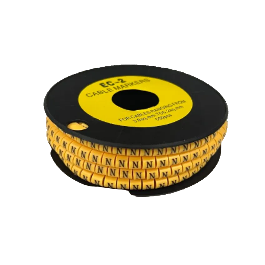 Grippes (N) Cable Marker 3.6mm to 5.2mm Color Yellow 1roll 500pcs) EC-2Y Wire Tagging
