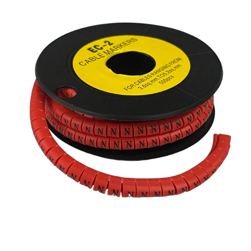 Grippes (N) Cable Marker 3.6mm to 5.2mm 500pcs per Roll Red