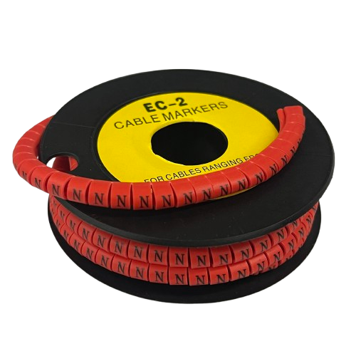 Grippes (N) Cable Marker 3.6mm to 5.2mm 500pcs per Roll Red