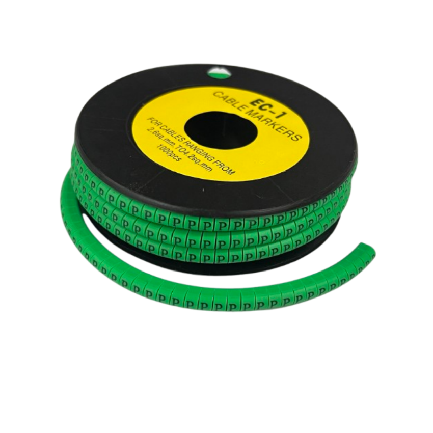 Cable (P) Marker EC-1 Green 2.6mm to 4.2mm 1000pcs 1 Roll EC-1G(P) Wire Tagging