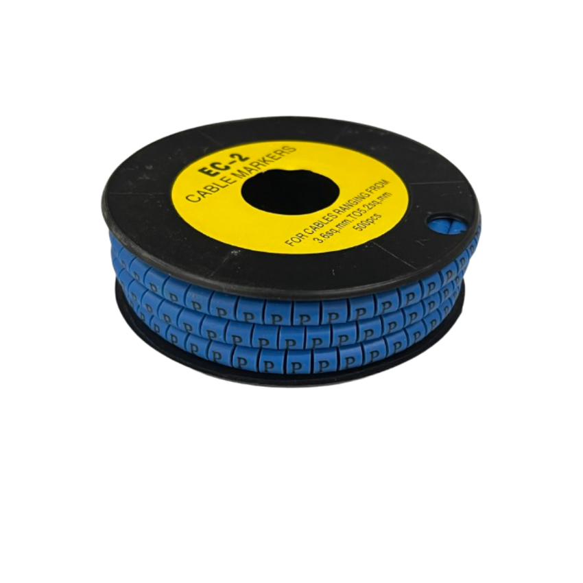 Grippes (P) Cable Marker 3.6mm to 5.2mm Color Blue 1roll 500pcs EC-2B Wire Tagging