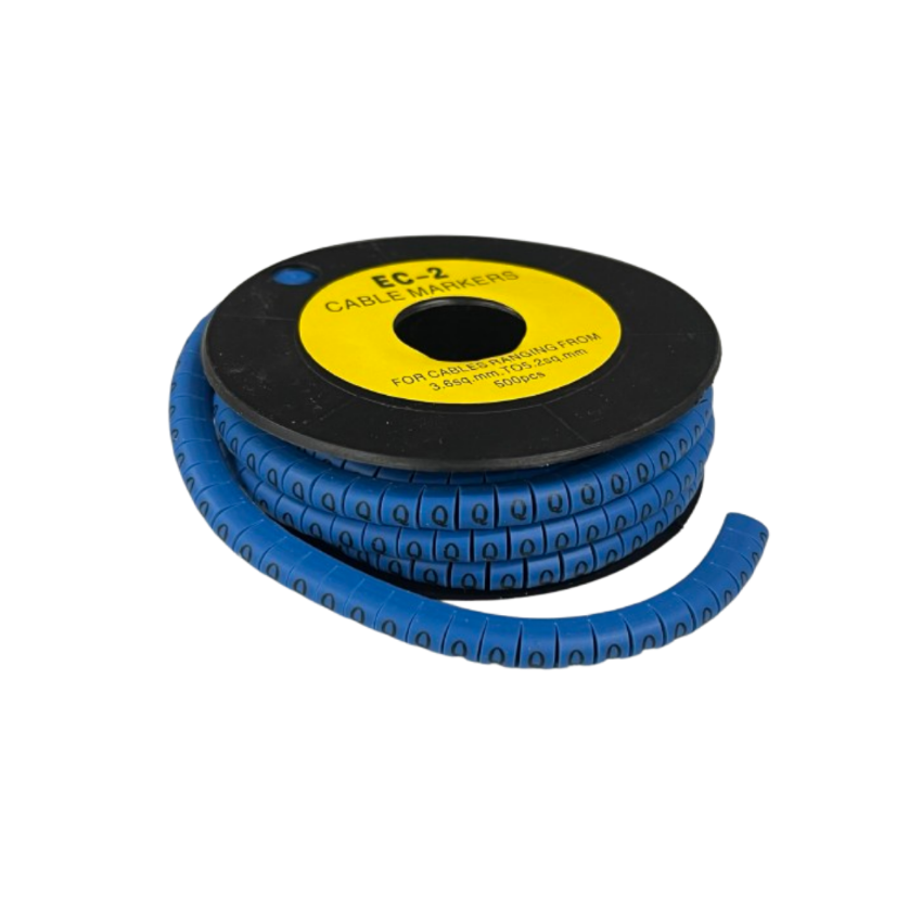 Grippes (Q) Cable Marker 3.6mm to 5.2mm Color Blue 1roll 500pcs EC-2B Wire Tagging
