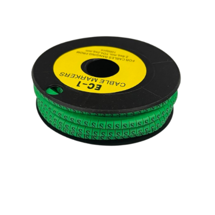 Cable (S) Marker EC-1 Green 2.6mm to 4.2mm 1000pcs 1 Roll EC-1G(S) Wire Tagging