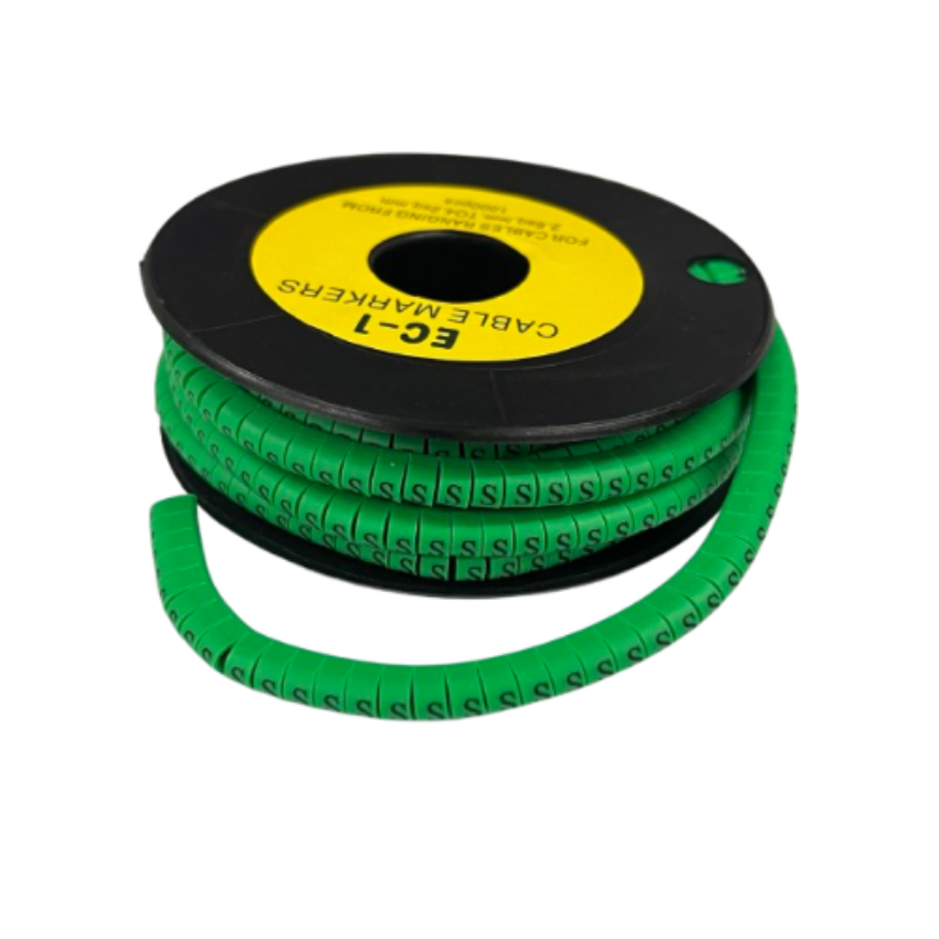 Cable (S) Marker EC-1 Green 2.6mm to 4.2mm 1000pcs 1 Roll EC-1G(S) Wire Tagging
