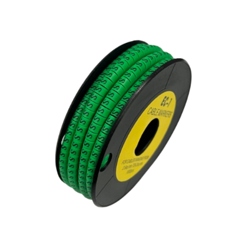Cable (S) Marker EC-1 Green 2.6mm to 4.2mm 1000pcs 1 Roll EC-1G(S) Wire Tagging