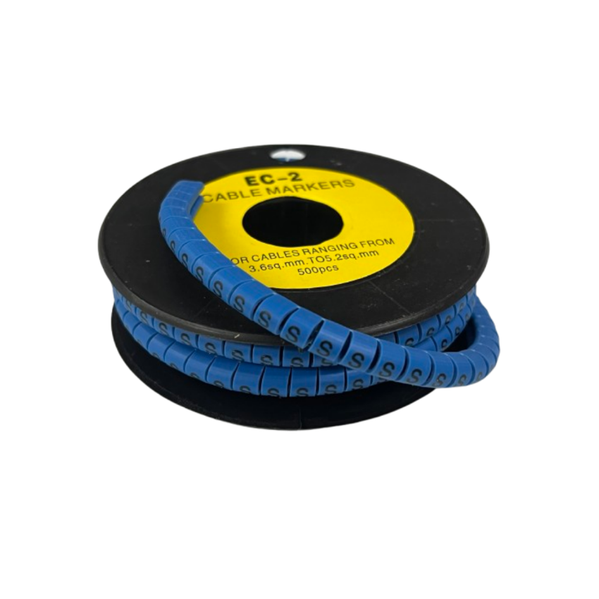 Grippes (S) Cable Marker 3.6mm to 5.2mm Color Blue 1roll 500pcs EC-2B Wire Tagging