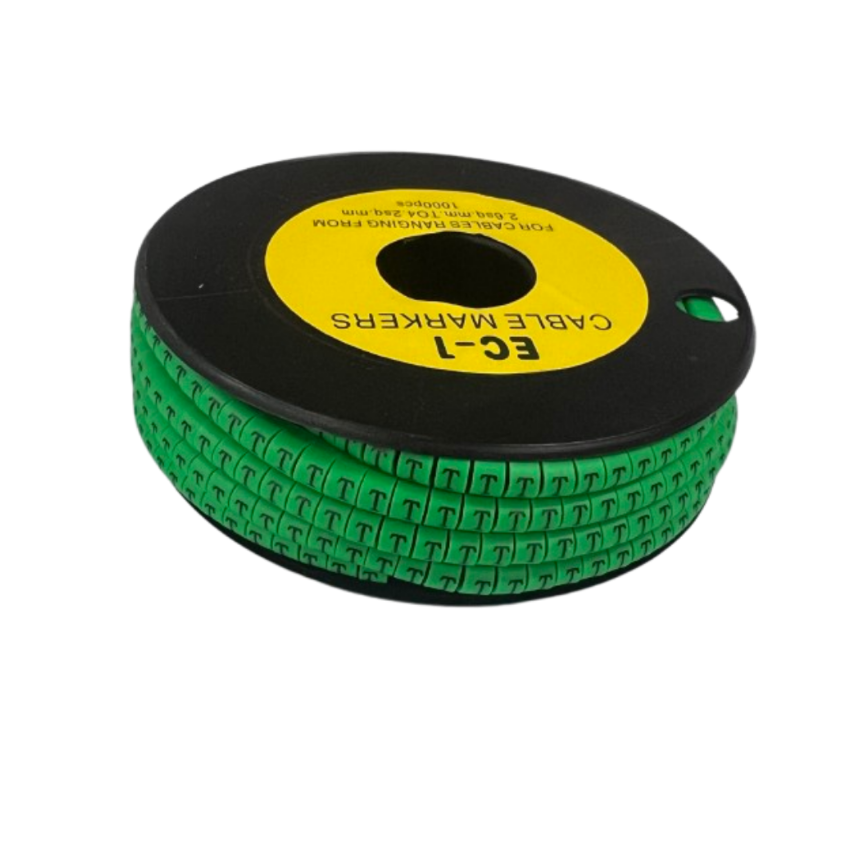 Cable (T) Marker EC-1 Green 2.6mm to 4.2mm 1000pcs 1 Roll EC-1G(T) Wire Tagging