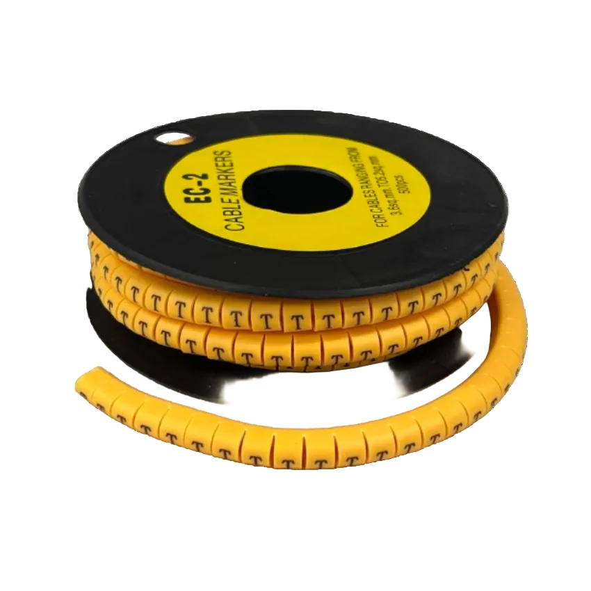 Grippes (T) Cable Marker 3.6mm to 5.2mm Color Yellow 1roll 500pcs) EC-2Y Wire Tagging