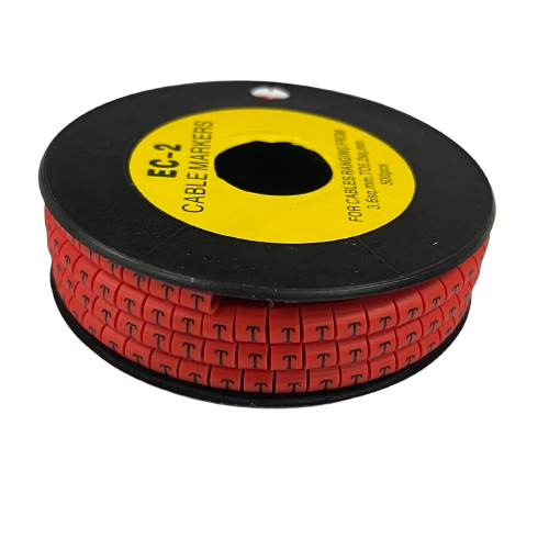 Grippes (T) Cable Marker 3.6mm to 5.2mm 500pcs per Roll Red