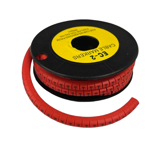 Grippes (T) Cable Marker 3.6mm to 5.2mm 500pcs per Roll Red