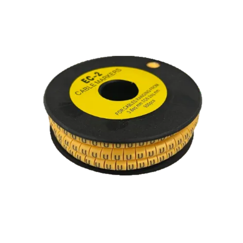 Grippes (U) Cable Marker 3.6mm to 5.2mm Color Yellow 1roll 500pcs) EC-2Y Wire Tagging