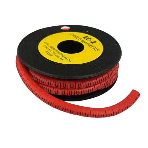 Grippes (U) Cable Marker 3.6mm to 5.2mm 500pcs per Roll Red