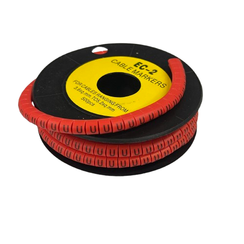 Grippes (U) Cable Marker 3.6mm to 5.2mm 500pcs per Roll Red