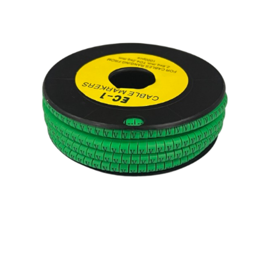 Cable (V) Marker EC-1 Green 2.6mm to 4.2mm 1000pcs 1 Roll EC-1G(V) Wire Tagging