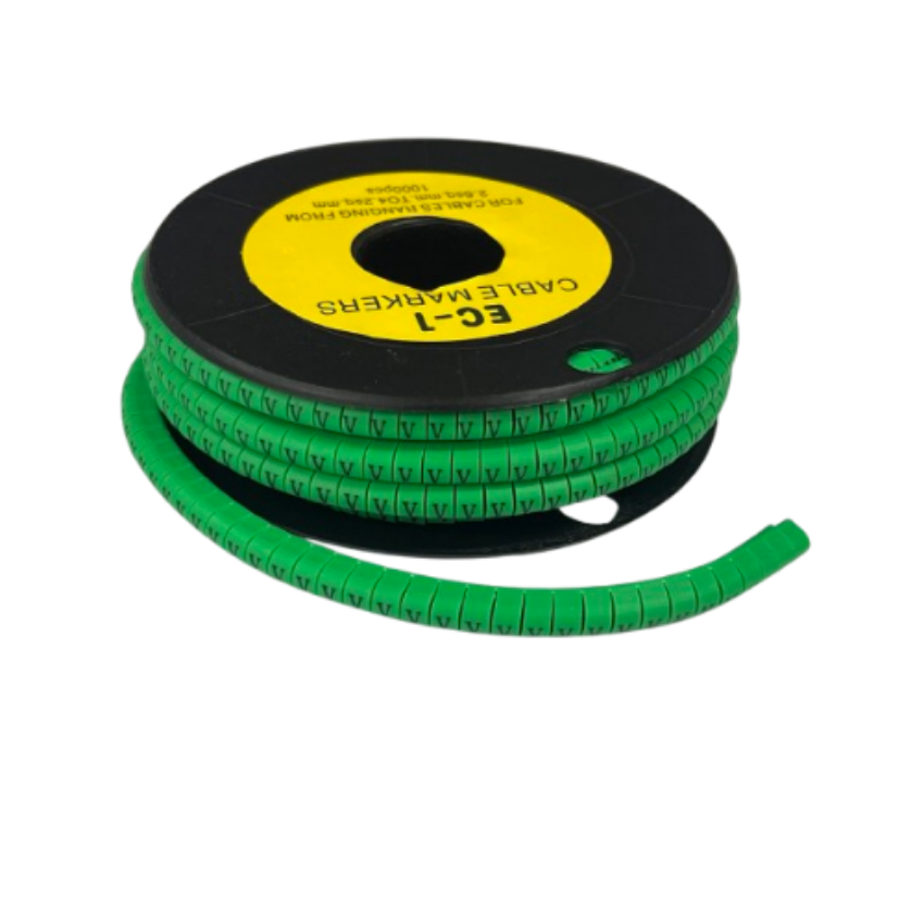 Cable (V) Marker EC-1 Green 2.6mm to 4.2mm 1000pcs 1 Roll EC-1G(V) Wire Tagging