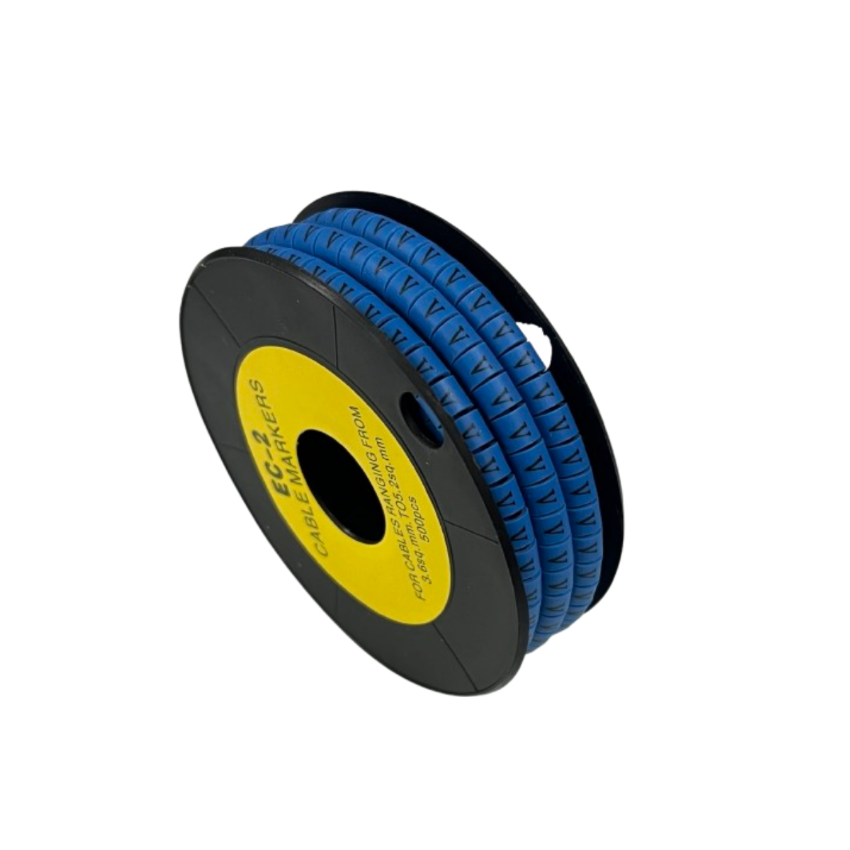 Grippes (V) Cable Marker 3.6mm to 5.2mm Color Blue 1roll 500pcs EC-2B Wire Tagging