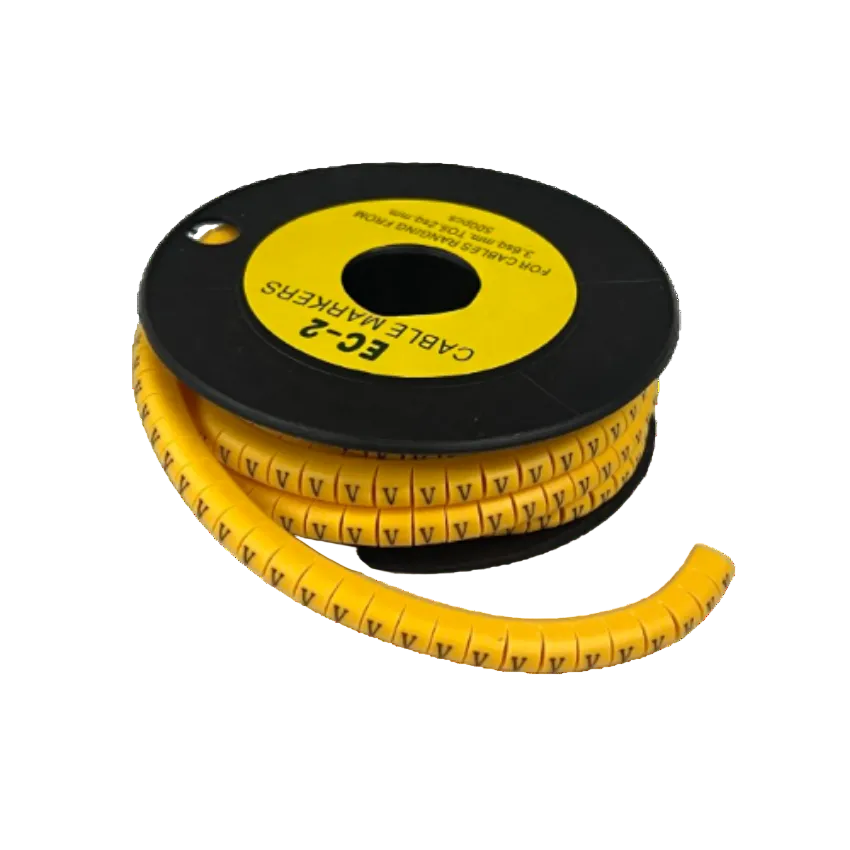 Grippes (V) Cable Marker 3.6mm to 5.2mm Color Yellow 1roll 500pcs) EC-2Y Wire Tagging