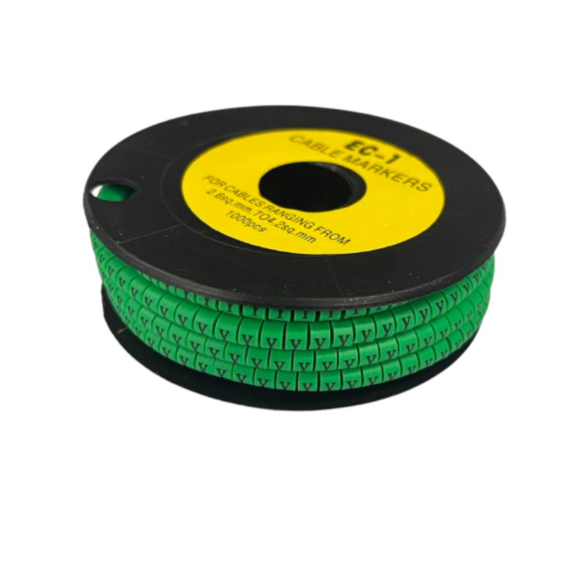 Cable (Y) Marker EC-1 Green 2.6mm to 4.2mm 1000pcs 1 Roll EC-1G(Y) Wire Tagging