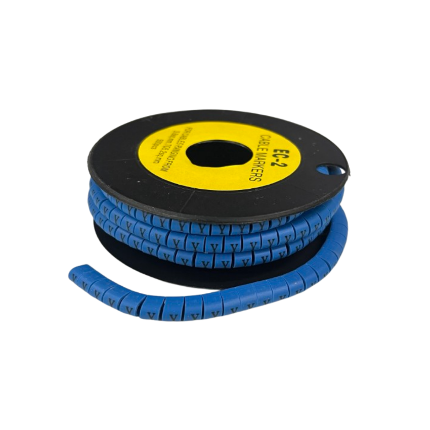Grippes (Y) Cable Marker 3.6mm to 5.2mm Color Blue 1roll 500pcs EC-2B Wire Tagging