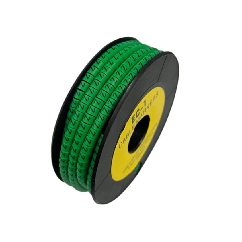 Cable (Z) Marker EC-1 Green 2.6mm to 4.2mm 1000pcs 1 Roll EC-1G(Z) Wire Tagging