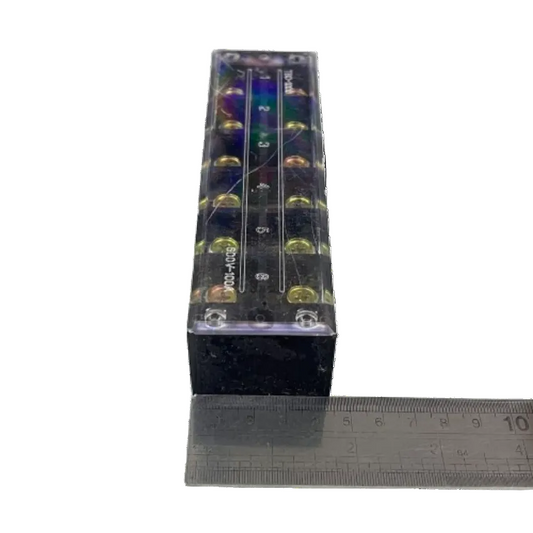 Grippes 100A 6 Pairs Terminal Block clear plastic distribution block with brass screws and ruler