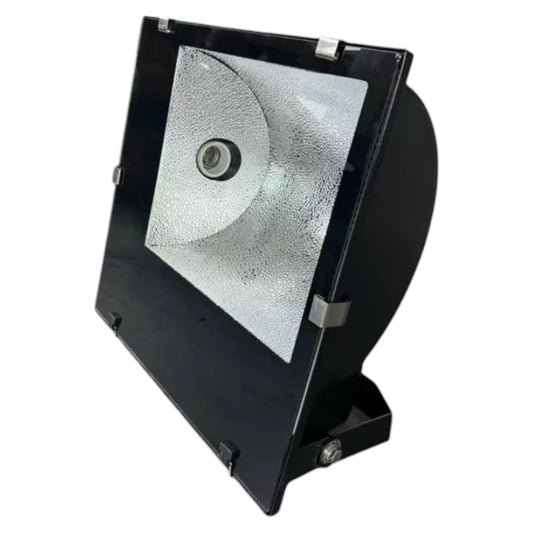 Black and silver floodlight on a white background