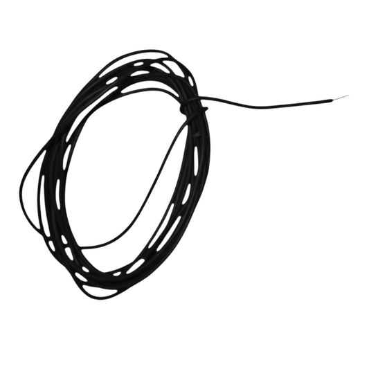 Coiled black cable on a white background