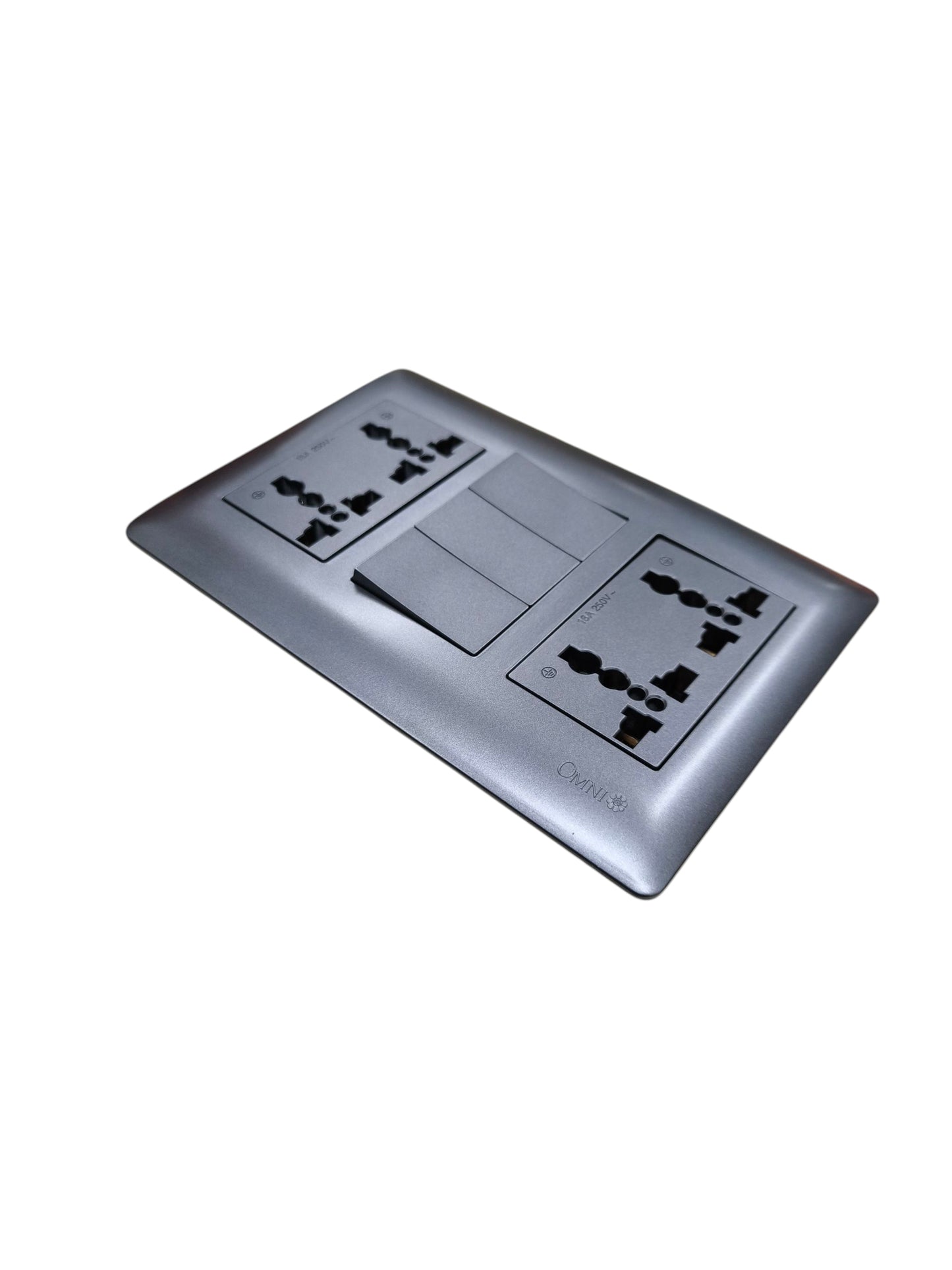 Omni 3 Gang 3 Way Switch with 4 Gang Universal Outlet with Ground Graphite Dark Gray 16A 250V DWP-119G+2XDWU-402G+3XDWS-223G