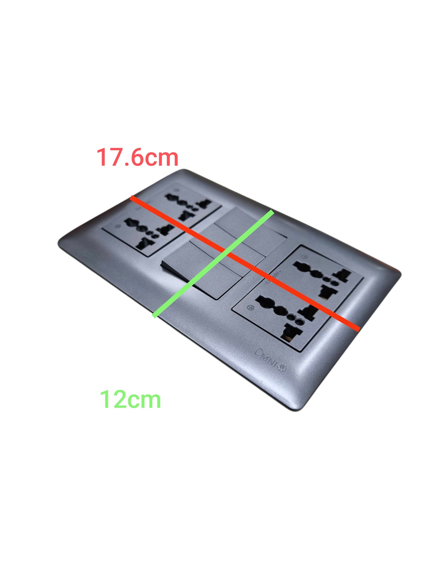 Omni 3 Gang 3 Way Switch with 4 Gang Universal Outlet with Ground Graphite Dark Gray 16A 250V DWP-119G+2XDWU-402G+3XDWS-223G