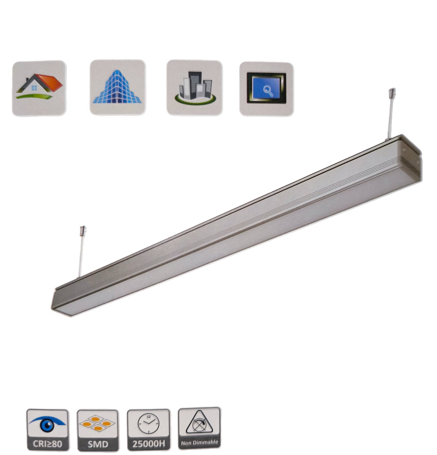 FSL 36W LED Linear Suspension Light 220V Daylight 6500K 2700 Lm Aluminum IP20 120 Beam Angle SSPL3C-36 1200mm x 70mm x 70mm Pendant Mounting
