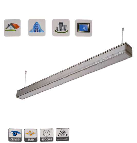 FSL 18W LED Linear Suspension Light 220V Cool White 4000K 1300 Lm Aluminum IP20 120 Beam Angle SSPL3C-18 600mm x 70mm x 70mm Pendant Mounting