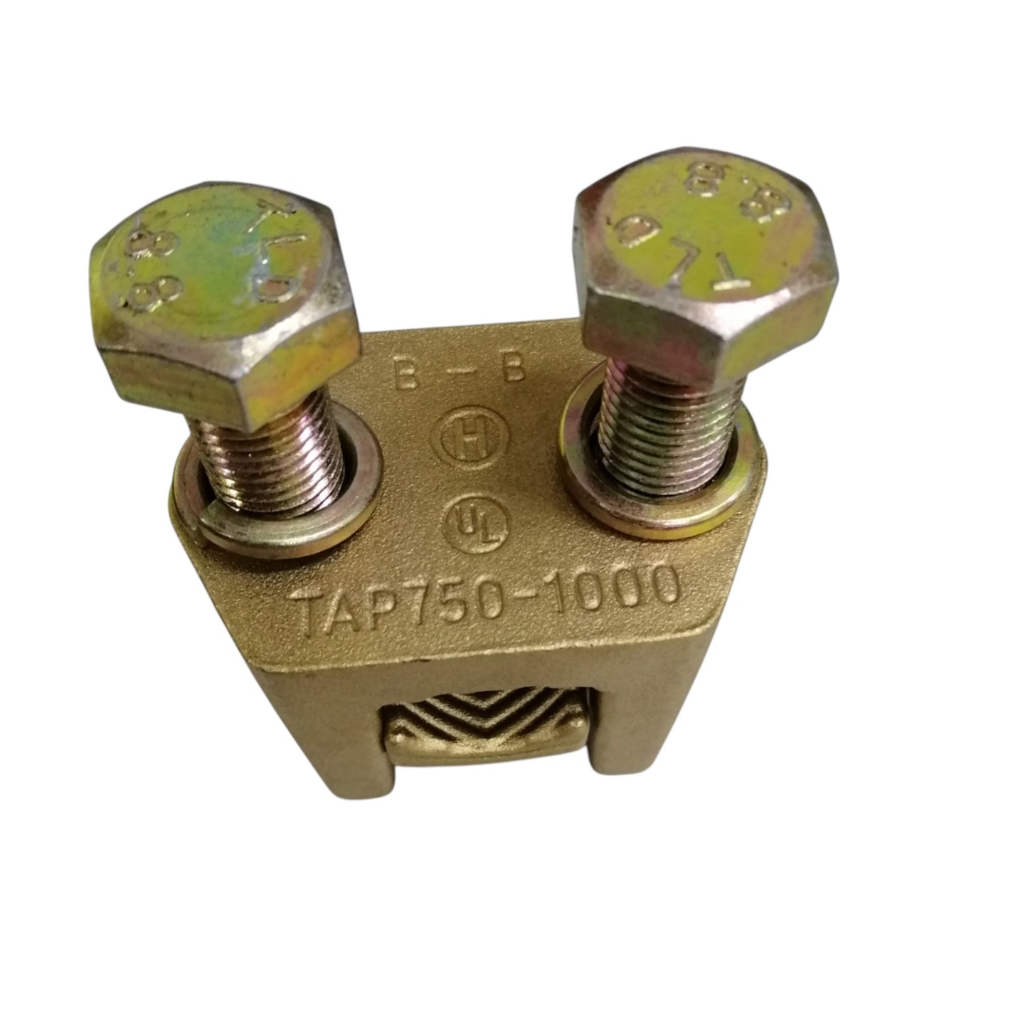 B-B Solderless Connector 2 Bolt brass clamp with two hex bolts for electrical cable splicing and grounding