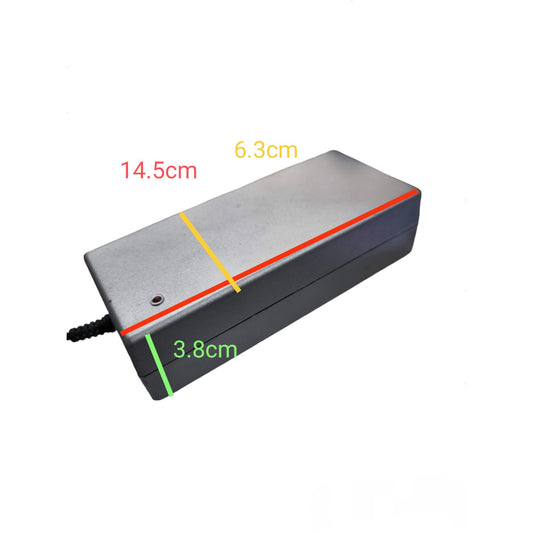 Rectangular electronic device with measurements on a white background