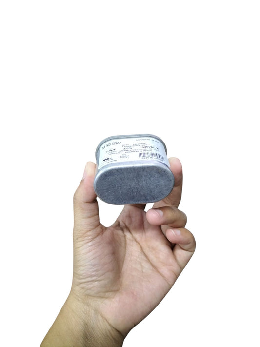 Mallory Oil-Filled Metallized Polypropylene Film Running Capacitor 3UF 440V AC 50/60Hz Cylindrical Aluminum Can, With Resin-Sealed Terminals, Assembled in MEXICO