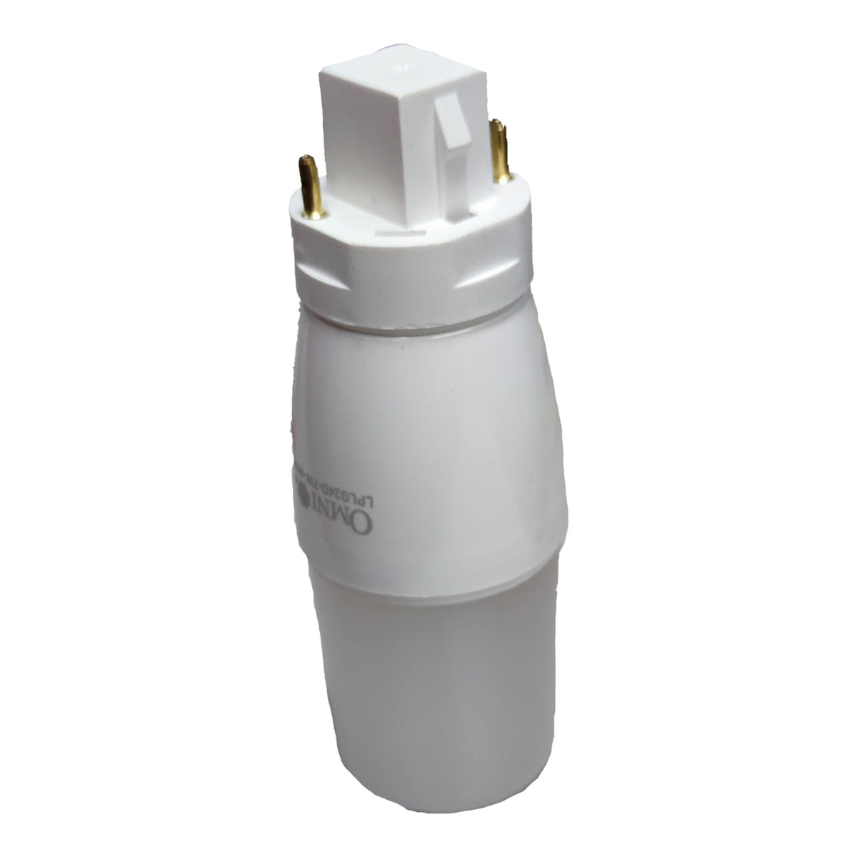 A white GU10 LED light bulb socket adapter with a white plastic body, a white top connector block, and two gold metal pins, shown on a plain white background.