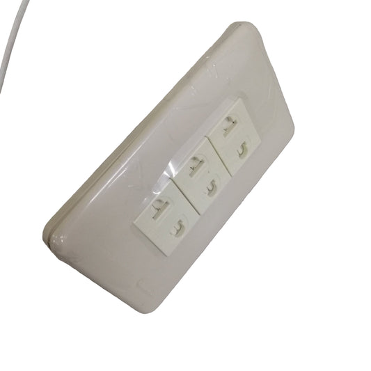 Omni Classis 3 Gang Universa Outlet with Shutter 16A 250V with Plate Cover WEP-103+(WEU-202x3)