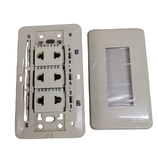 Omni Classis Series 3 Gang Universal Outlet 16A 250V with Plate Cover WEP-103+(WEU-200x3)