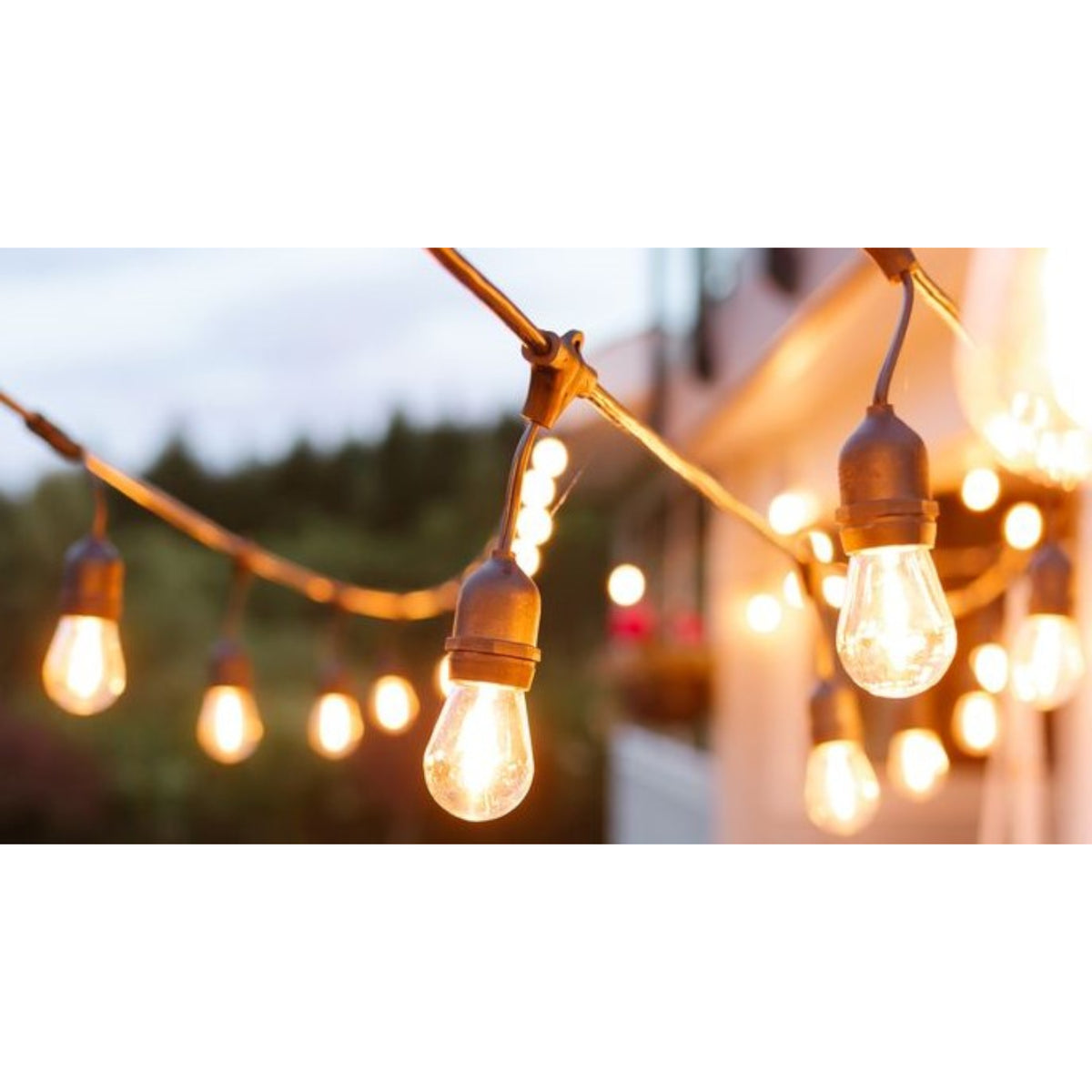 Orbik 30ft Outdoor String Lights E27 1W LED Warm White 10 Sockets Weather Proof
