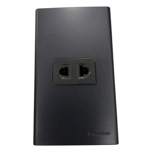Panasonic 1-Gang Universal Outlet Gray 16A 250V with Wide Color Refina Series Metallic Black Plate Cover WEG6801MB-1/WEG10919H-5